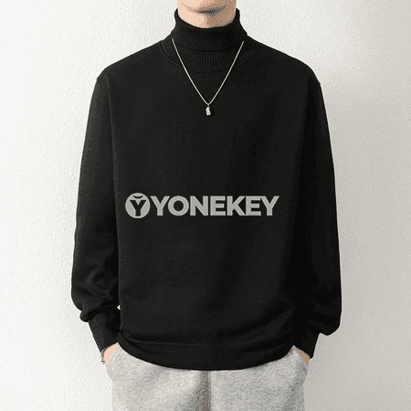 Erkekler üçin ýyly trikotaž switer, ýokary boýunly, gyş üçin amatly