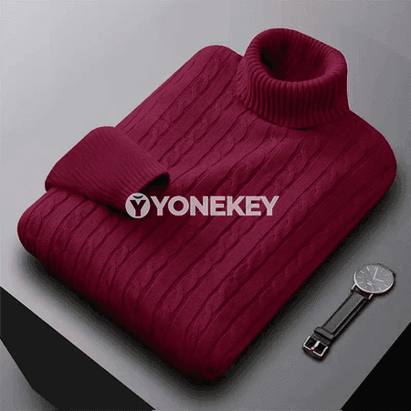 Erkekler üçin ýyly ýokary boýunly dokalan pullover, gyş üçin rahat köýnek