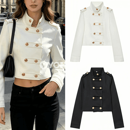 Zenanlar üçin slim turtleneck gysga kurtka, ýazky, uzyn ýeňli