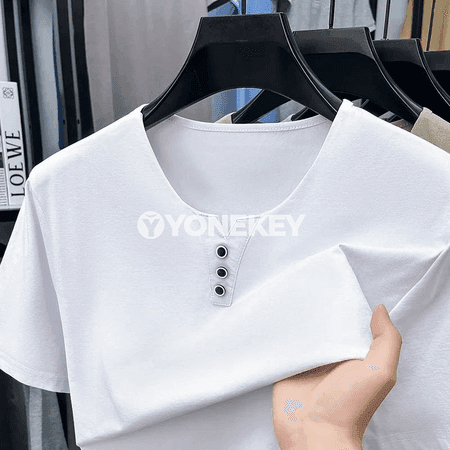 Erkekler üçin ýeňil, howa geçirýän Henley köýnek — gündelik stil