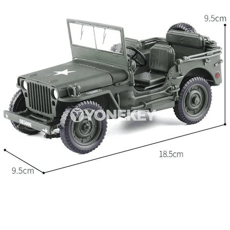 1:18 Willys harby ulag modeli, metal, ýaşyl, kolleksiýa üçin