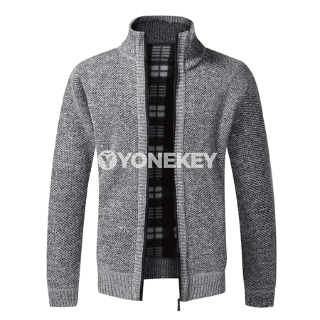Erkekler üçin ýyly fleece fermuarly kardigan penjek