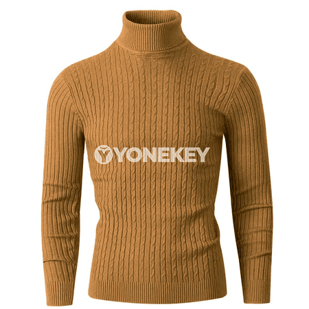 Erkekler üçin ýyly ýumşak boýunly örme pulower, gündelik slim fit