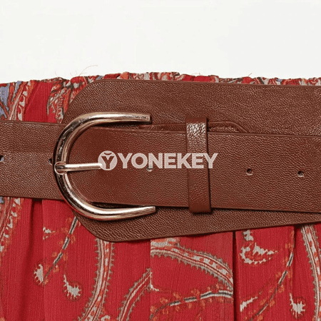 Tomusly tomusly tomusly iki bölekli tomusky lybasy, halter ýokarsy we uzyn yubka