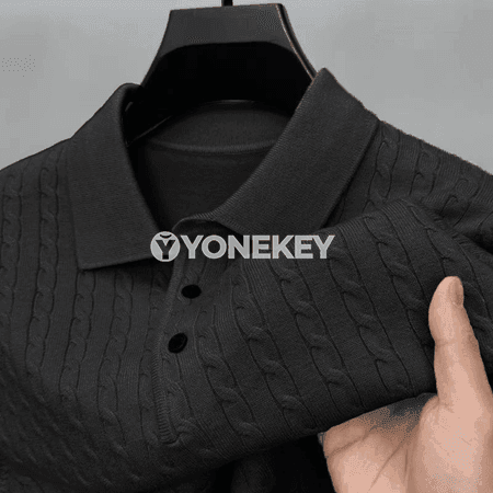 Erkekler üçin düwmejikli ýyly trigota switer, güýz-gyş üçin