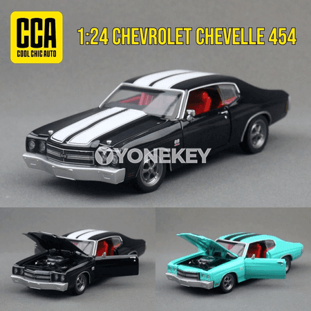 Chevrolet Chevelle 454 1970 metal model awtoulag, 1:24, sesli we yşykly