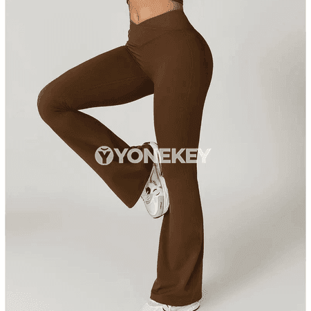 Aýal üçin ýokary boýunly giň aşaky yoga legginsi, çeýe sport balagy