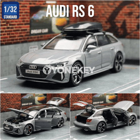 Audi RS6 1:32 metal kiçi maşyn — ýagtylykly, sesli, gapysy açylýan