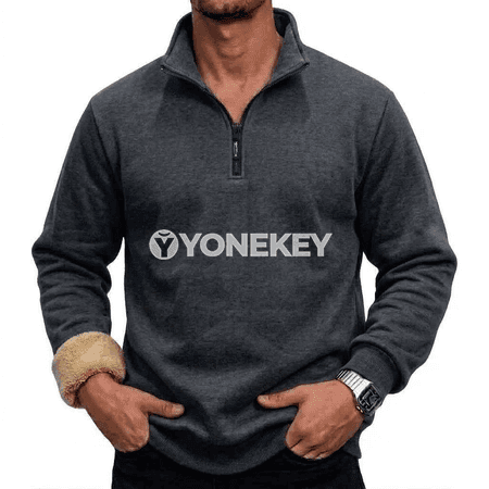 Erkekler üçin gyş ýyly zipli fleýs sweatshirt, ýokary boýunly