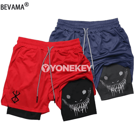 Erkekler üçin ýeňil sport şorty, çalt gurýan, 2-in-1, ylgaw üçin