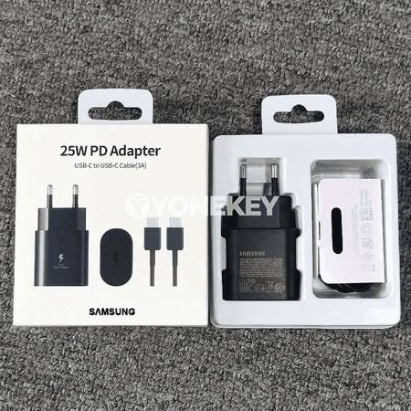 Samsung 25W çalt zarýad beriji adapter, Type-C kabel bilen