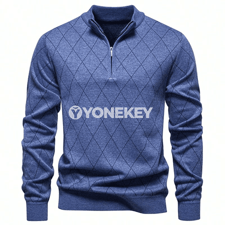 Erkekler üçin fermuarly trikotaj switer, sportcasual güýz-gyş modeli