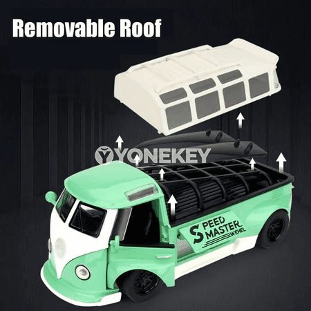 Volkswagen T1 Samba 1:32 metal minibus modeli, sesli we ýagtylykly