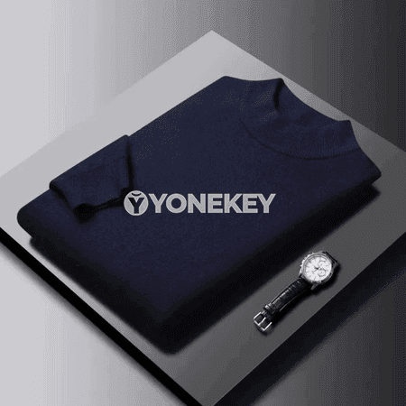 Erkekler üçin ýyladyş uzyn ýeňli switer, ýarym boýly, gündelik stil