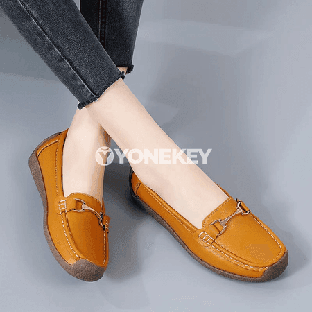 Zenanlar üçin ýeňil deri mokasinler, slip-on rahat aýakgaplar, 35-43