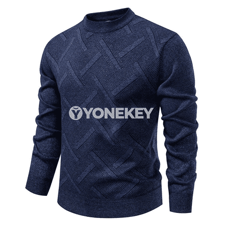 Erkekler üçin ýyly trikotaž switer, boş kesim, ýokary ýaka