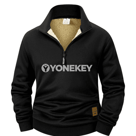 Gyş üçin ýyly fleece erkek pulower, ýarym zipli, ýokary boýunly