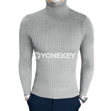 Erkekler üçin ýyly beýik boýunly slim fit örülen switer