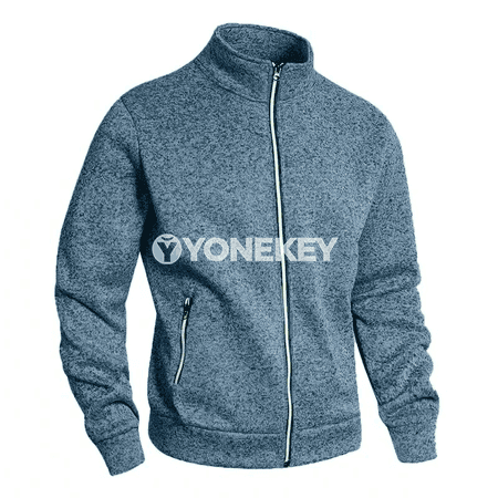 Erkekler üçin ýyly fermuarly gündelik jaket, sport görnüşli daşky geýim