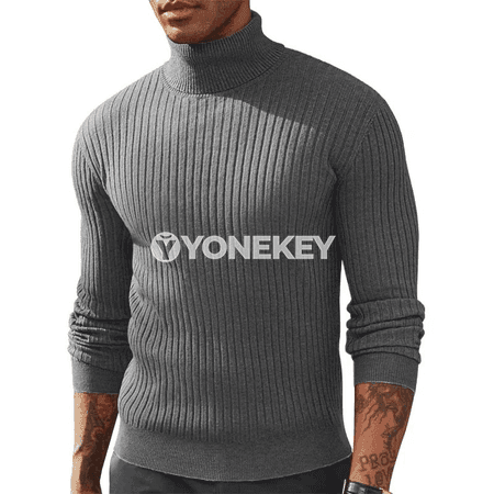 Erkekler üçin inçe ýyly turtlenek trikotaž switer
