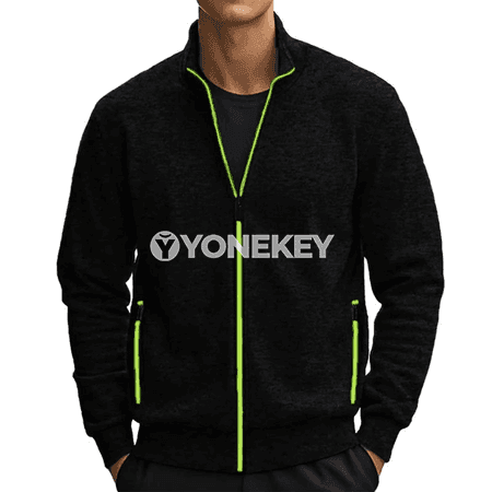 Erkekler üçin ýakaly ýeňil fermuarly jaket, gündelik şäher stili