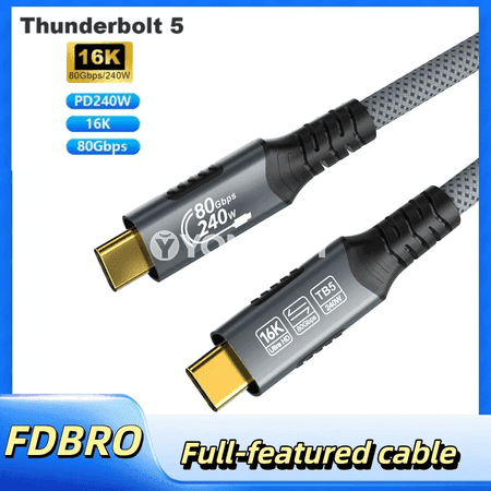 USB4 Type-C 16K PD 240W zarýad we maglumat kabeli, 80Gbps