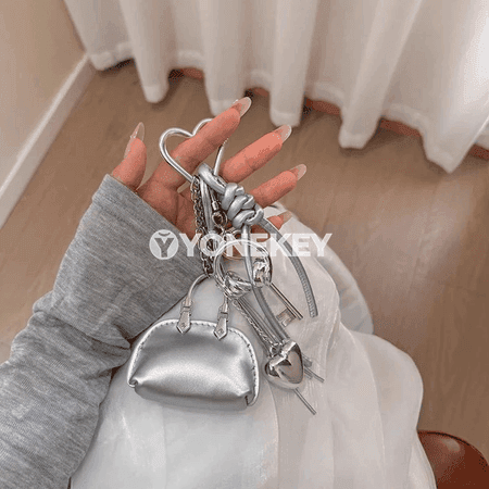 Mini sumka bezegi zynjyrly açarhalka, PU deri