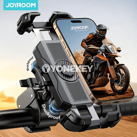 Joyroom motosikl telefon tutawajy, titreşige garşy, 360° aýlanýar