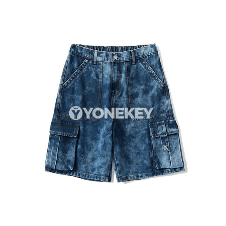 Erkekler üçin ýokary stil jeans şortik — giň kesim, gündelik rahat