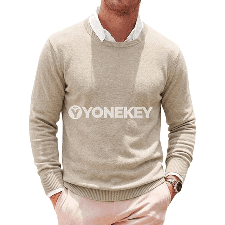 Erkekler üçin ýumşak trikotaž switer, tegelek boýun, günlük stil