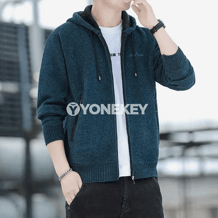 Erkekler üçin kapýuşonsyz ýyly kamuflýaž kardigan