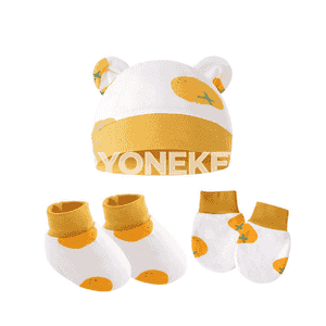 Ýaňy doglan çagalar üçin komplekt şapka+ellik+jorap