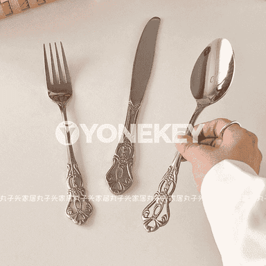 Aşhanada ulanmak üçin  çemçe, pyçak we wilka.