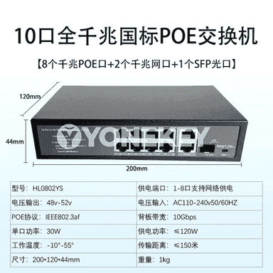 10 portly doly gigabit POE  kommutator