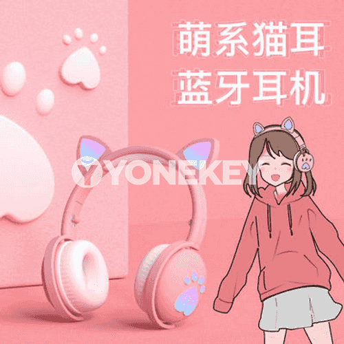 Telefonlar üçin pişik gulakly simsiz bluetooth nauşnikler. 