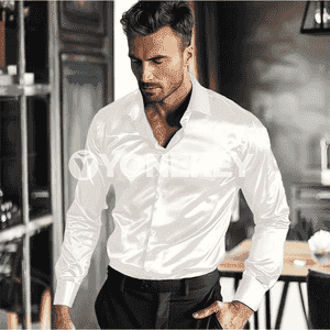 Erkekler üçin niýetlenen owadan ýalpyldawuk köýnek.
