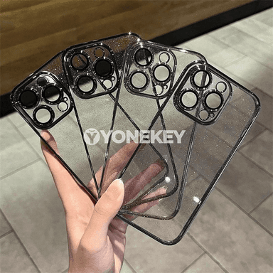 iPhone üçin glitterli açyk bumper korpus, zarba garşy