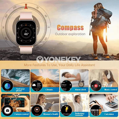 Aýallar üçin 2.01'' AMOLED GPS akylly sagat, Bluetooth jaňly