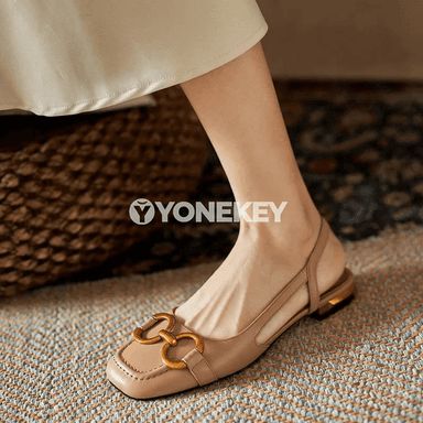 Zenanlar üçin retro sandallar, pes ökjeli elegant slip-on model