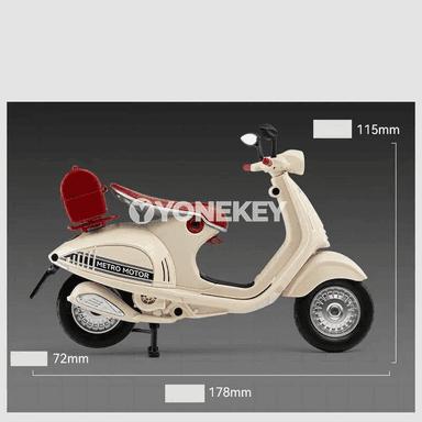 1:12 Vespa 946 model oýunjak skuter, metal diecast, sesli