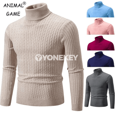 Erkekler üçin ýyly ýokary boýunly switer — galyň güýz-gyş görnüşi
