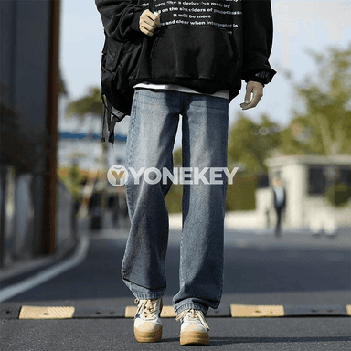 Erkekler üçin açyk gök slim fit denim jalbarlar, gündelik stil