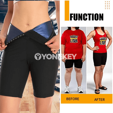 Beli şekillendiriji sauna şortlar, ýokary boýun, sport üçin