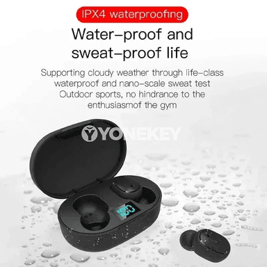 E6S TWS Simsiz Bluetooth Gulaklyklar, Mikrofonly, Ak/Gara