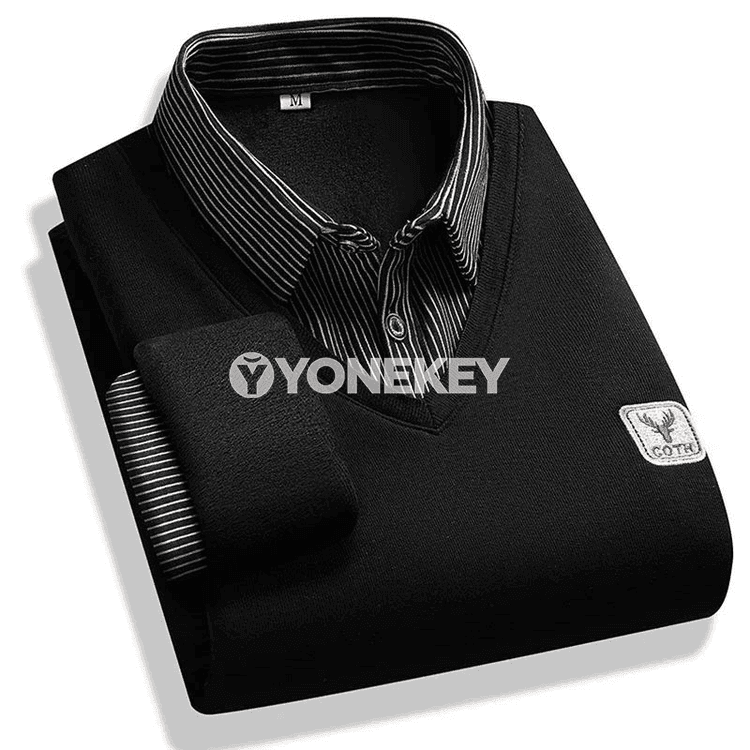 Erkekler üçin ýyly, ýygyrtga garşy polos köýnek, zolakly klassiki stil