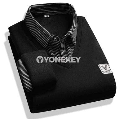 Erkekler üçin ýyly, ýygyrtga garşy polos köýnek, zolakly klassiki stil