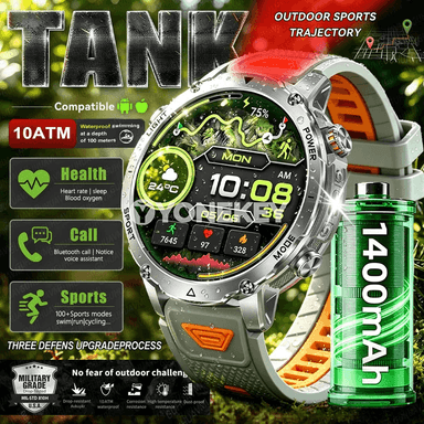 1400mAh batareýaly sport akylly sagat, 10ATM, SOS, Bluetooth