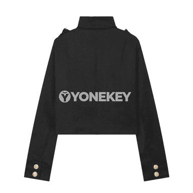 Zenanlar üçin slim turtleneck gysga kurtka, ýazky, uzyn ýeňli