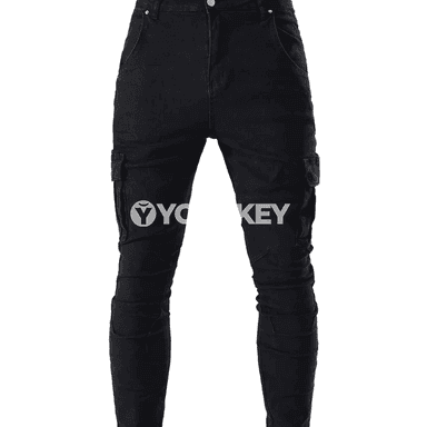 Erkekler üçin elastik slim fit cargo jeans, köp jübülü gündelik jalbar