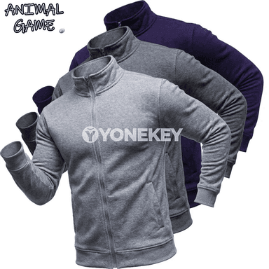 Erkekler üçin fermuarly sport jaket — ýeňil, ýyly, uzyn ýeňli